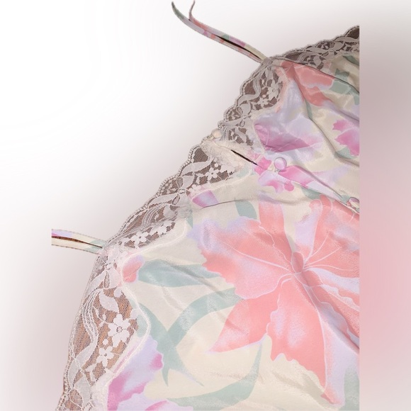 Vintage Victoria's Secret Gold Label Floral Satin Lace Romper Lingerie Suit L - Picture 7 of 9
